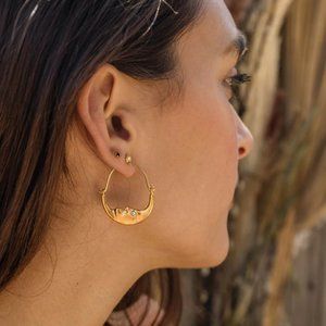 Amano Studio Jewelry 14k Gold Finished Brass  "La Lune Gypsy Hoops"